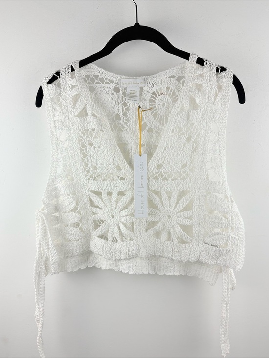 House of Harlow 1960 Tops - New House of Harlow 1960 White Crochet Knit Crop Tie Top Festival Whimsy Boho OS